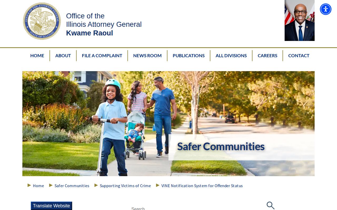 Official Illinois VINE custody notification information for Ford County users