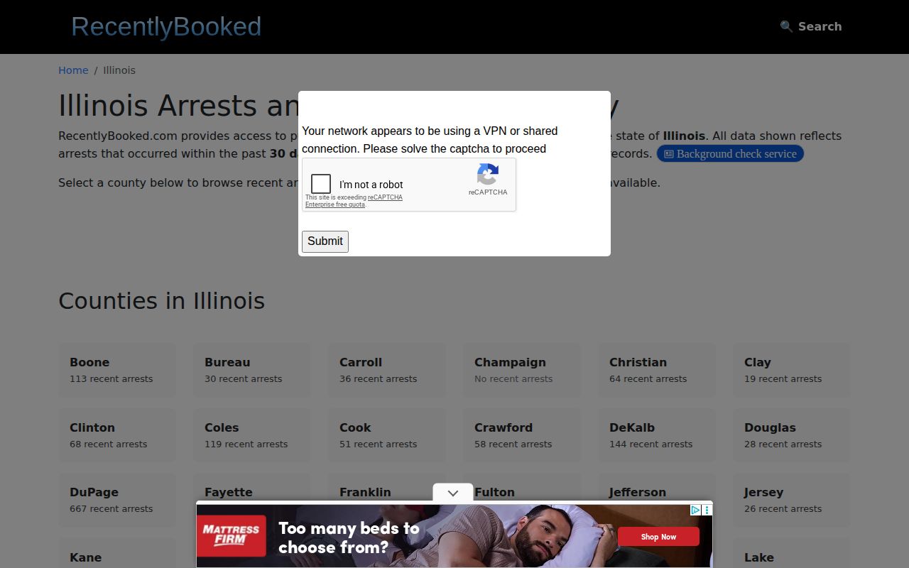 Illinois third-party directory checked for Ford County arrest coverage